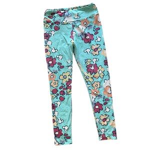 Lularoe Hidden Mickey Floral Leggings Sz O/S One Size Disney Soft